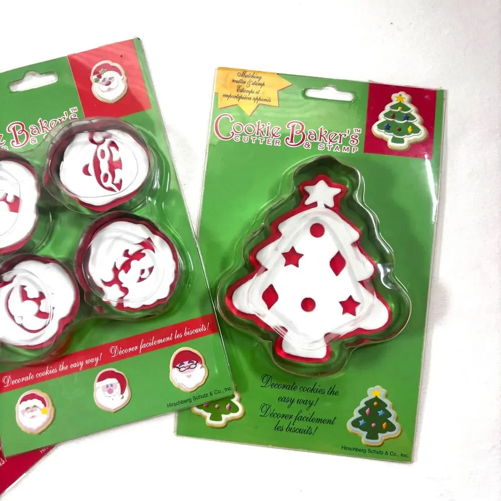 Vintage Hirschberg Shultz Cookie Baker’s Set 3 Snowman Tree Santa 1980s NOS